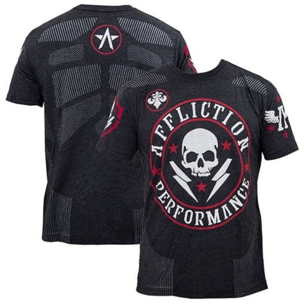 Affliction Black & Red Skull Performance Short Sleeve Tee